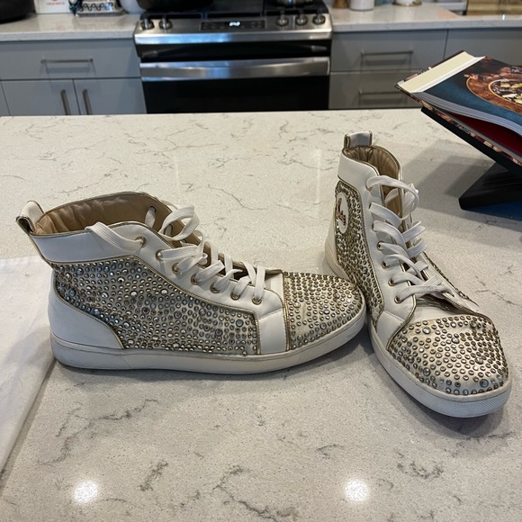 Christian Louboutin Rare Swarovski Crystals White Sneaker EUR 45 - Picture 7 of 8
